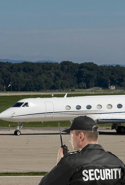 security officer in remote airport tarmac