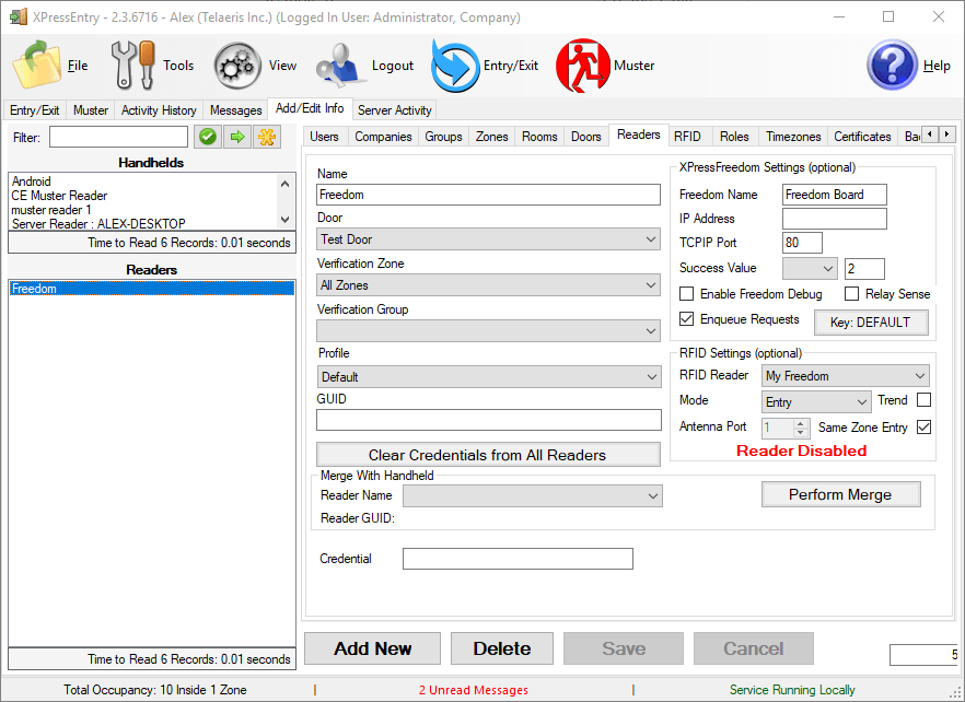 XPressEntry Oxucular Tab Reader Disabled