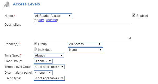 creating logical xpressentry handhelds in netbox s2 - access levels