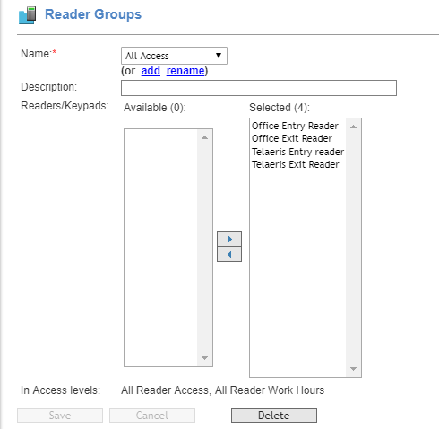 creating logical xpressentry handhelds in netbox s2 - reader groups