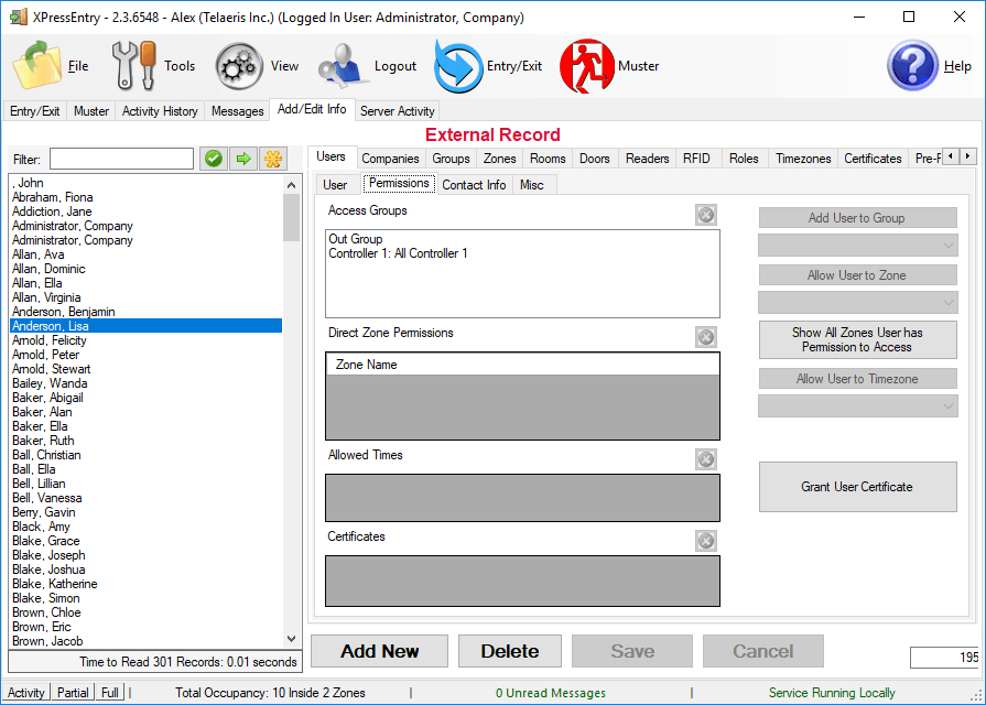 xpressentry membuka opsi izin pengguna