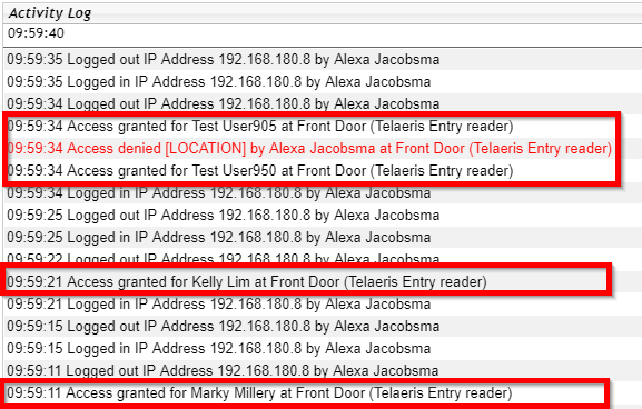 xpressentry s2 activity log