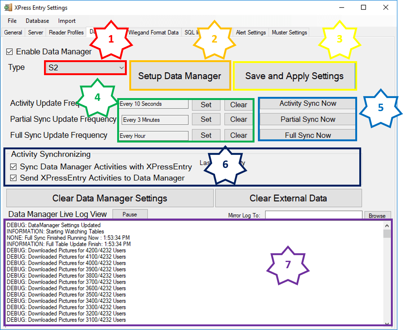 xpressentry s2 data manager tab