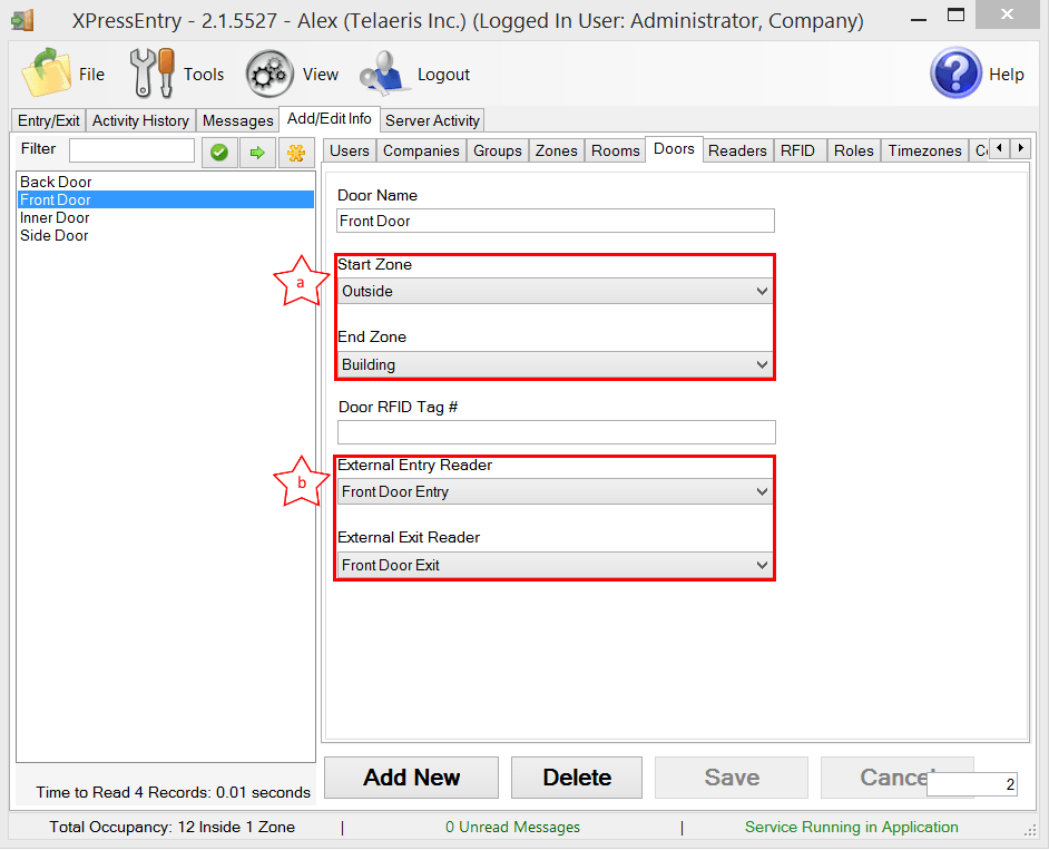 xpressentry s2 doors and activities