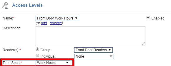 xpressentry s2 time specs and time spec groups