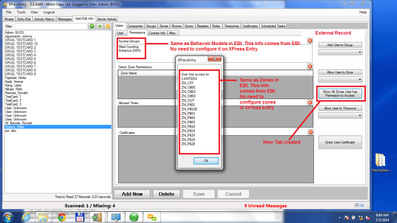 xpressentry zones honeywell ebi