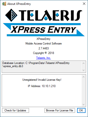 xpressentry help screen