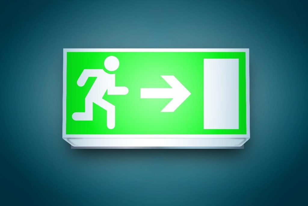 bright green exit sign