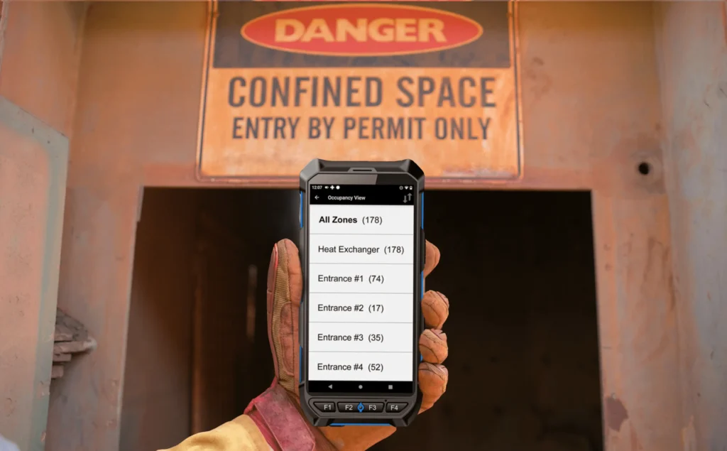 confined space entrance with a handheld reader