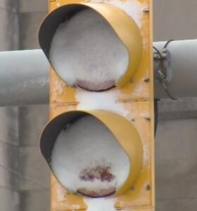 LED Streetlights Blocked By Snow