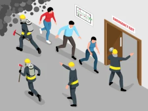 people evacuating in an emergency