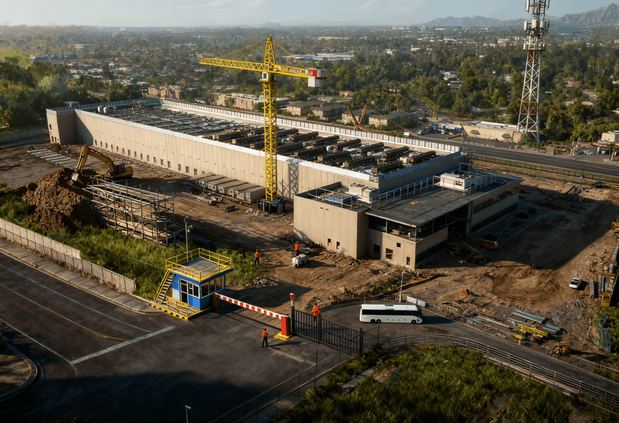 aerial view of a data center under construction