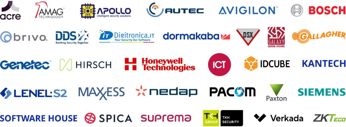 XPressEntry access control integration partners including Genetec, LenelS2, AMAG, Honeywell, Software House, Nedap, Brivo, Gallagher, Verkada and more