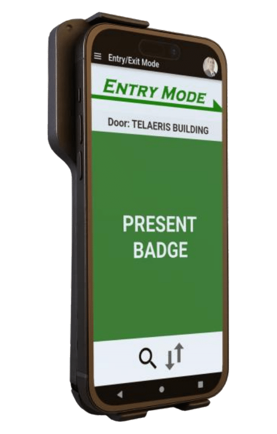 XPressEntry app in Entry Mode on a phone with the XPressProx BLE 100 attached